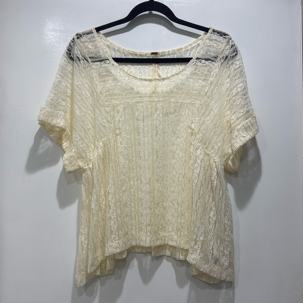Free People Lace Nylon Blouse Top Size Small